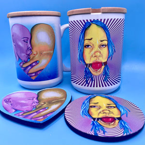 
                
                    Load image into Gallery viewer, I&amp;#39;m Trying, C*nt! - Ceramic Art Mug &amp;amp; Coaster Set
                
            